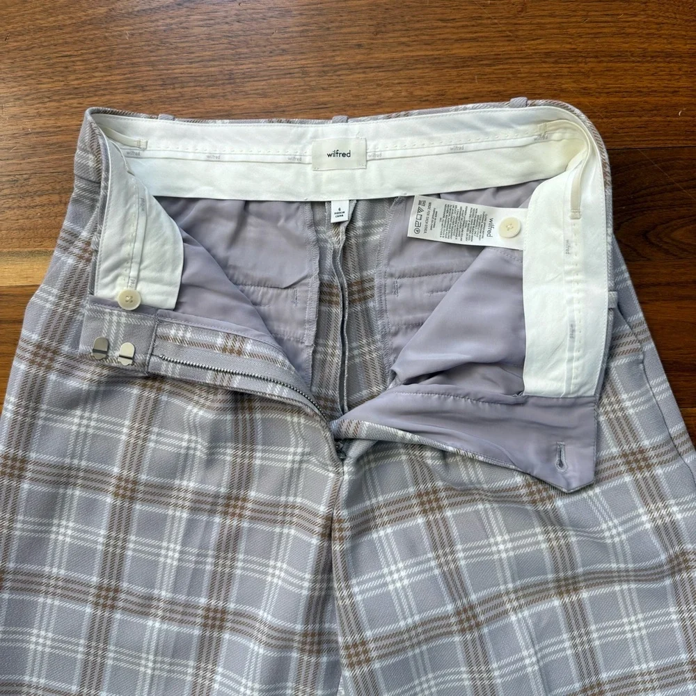 Aritzia Wilfred Effortless Plaid Trouser Pant Size 6 - Picture 6 of 10